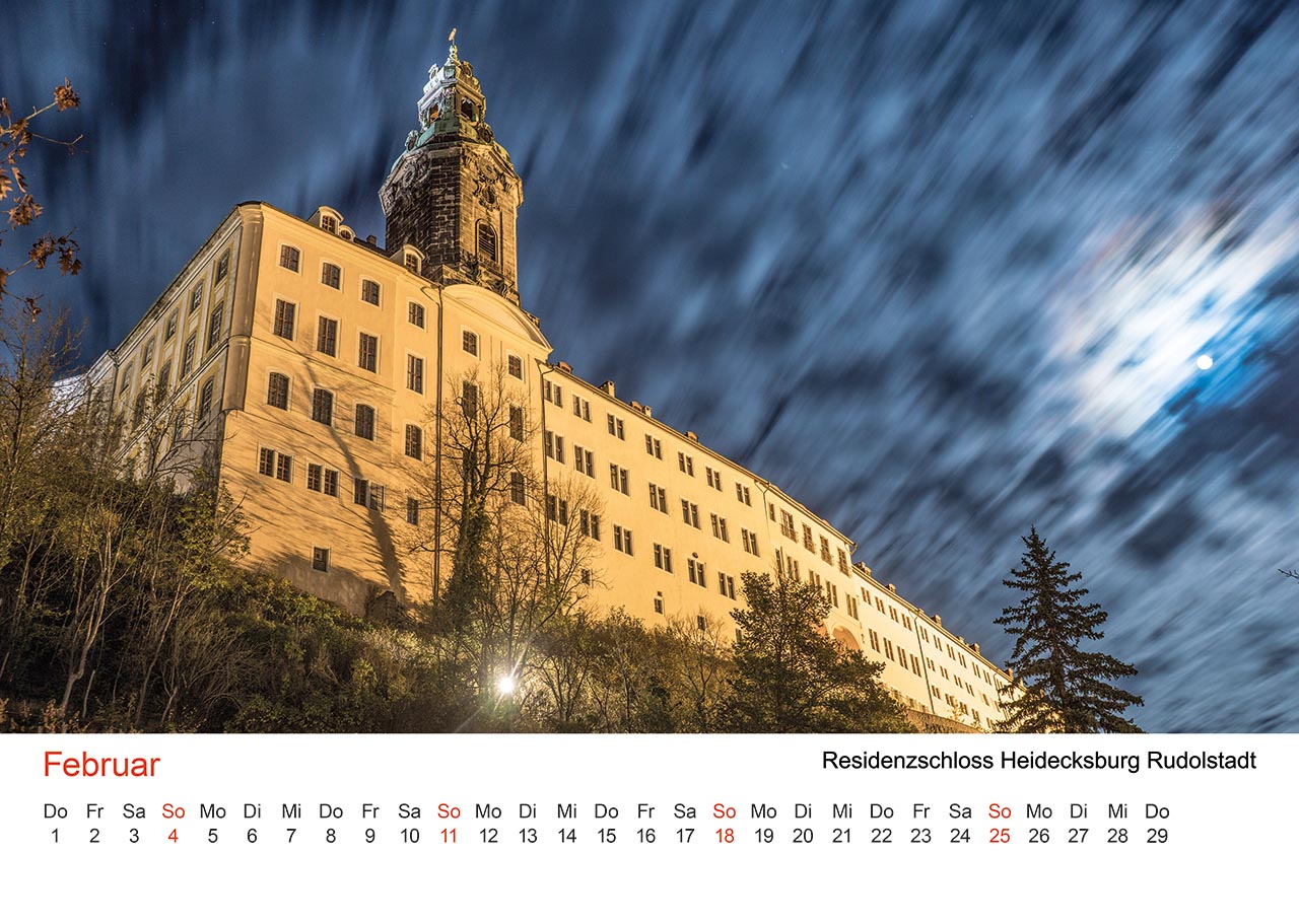 Fotokalender Thüringen 2024, Monat Februar - Heidecksburg in Rudolstadt.